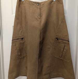 H&M Classic Tan Corduroy A-Line Skirt Long Size 10